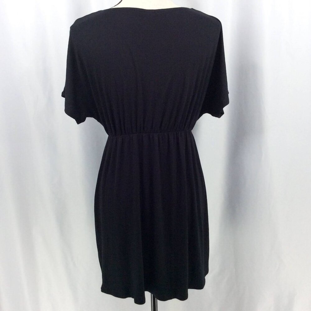 Ana Cover Up Dress Womens Size Large Black V-Neck‎ Dolman Short Sleeve Stretch - Picture 3 of 6
